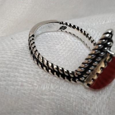 Red Turquoise Handmade One of A Kind 925 Ring Size 8.5