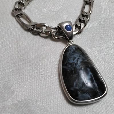 Rare Pietersite With Rare Blue Chariote Accent 20" Italian 925 Necklace