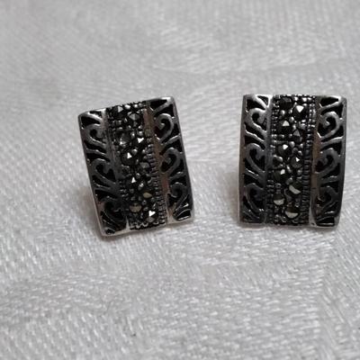 Vintage Marcasite 925 Post Earrings