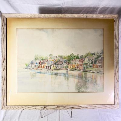 1193 Original Watercolor of Waterfront Town by Stewart Wheeler