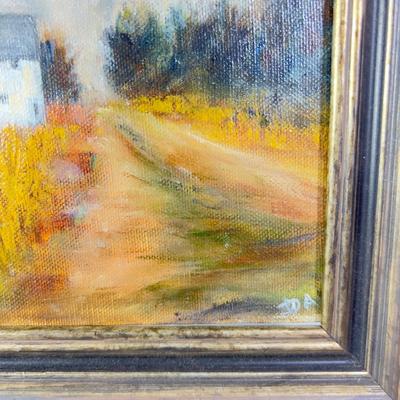 1195 Original Oil Painting of Barn Scene