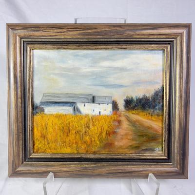 1195 Original Oil Painting of Barn Scene