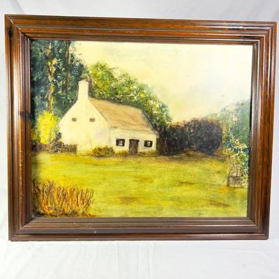 1197 Original Oil Painting House in Woods Painting