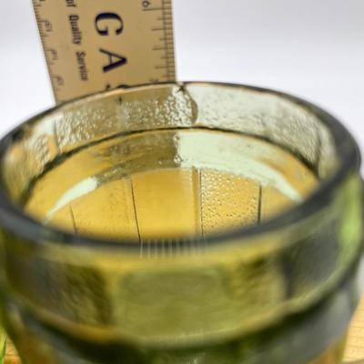 Vtg green glass mini barrel mugs