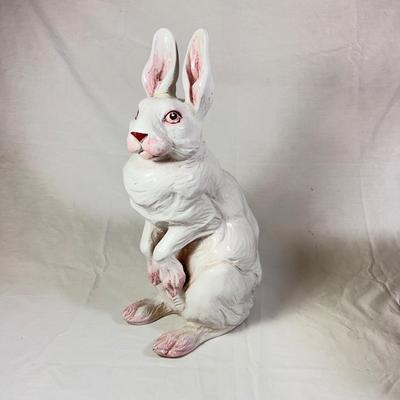 1203 Large Antique Italian Ceramic Bunny Statue