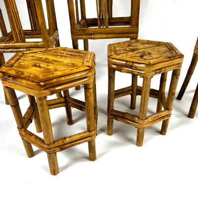 1160 Set of Five Ratan Plant Stands/Side Tables