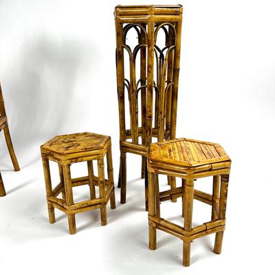 1160 Set of Five Ratan Plant Stands/Side Tables