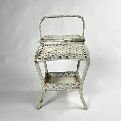 1163 Antique Victorian Wicker Sewing Stand