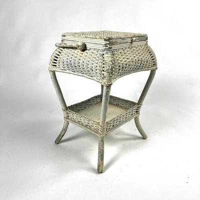1163 Antique Victorian Wicker Sewing Stand