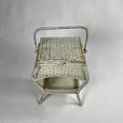 1163 Antique Victorian Wicker Sewing Stand