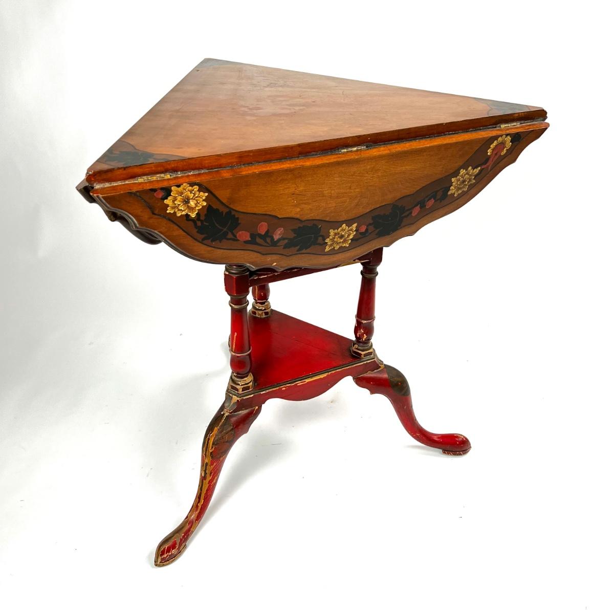 1164 Antique Hand Painted Drop Leaf Centre Table by Shaw Furniture Co