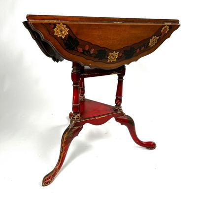 1164 Antique Hand Painted Drop Leaf Centre Table by Shaw Furniture Co. Cambridge, Massachusetts