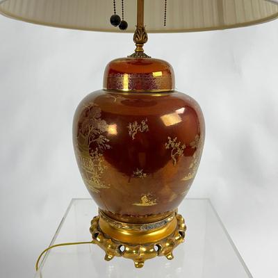 1166 Vintage Crown Devon English Lustre Chinese Ginger Jar Lamp