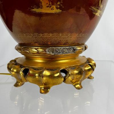 1166 Vintage Crown Devon English Lustre Chinese Ginger Jar Lamp