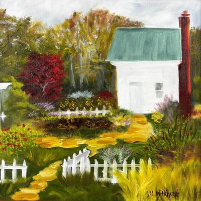 1169 Original Oil Painting on Board â€œEnglish Gardenâ€ by Val Witkowski