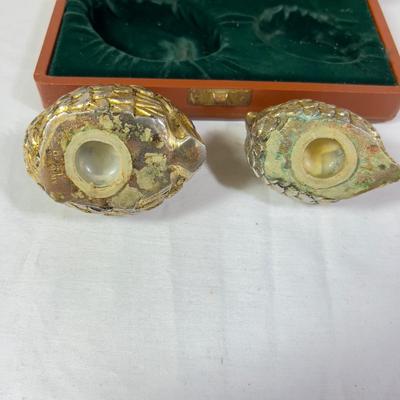 1224 Vintage Silver Plated GUCCI Quail Salt and Pepper Shakers with Case