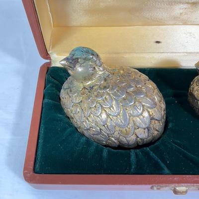 1224 Vintage Silver Plated GUCCI Quail Salt and Pepper Shakers with Case