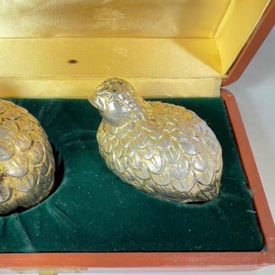 1224 Vintage Silver Plated GUCCI Quail Salt and Pepper Shakers with Case