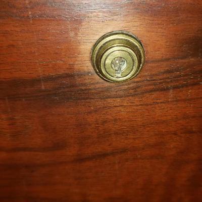 Brass and wood campaign chest on stand