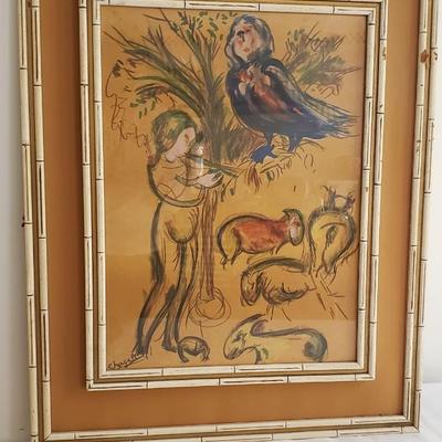 Chagall print in vintage frame