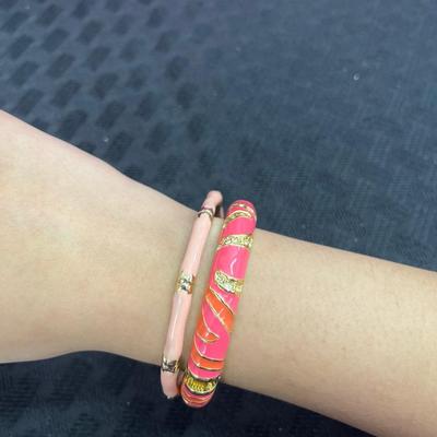 Pink enamel bracelets