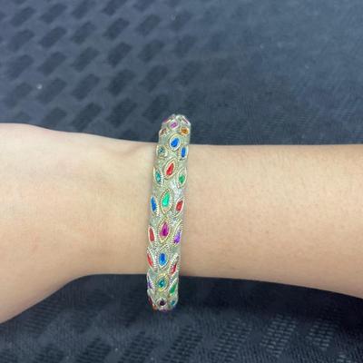 Fashion Bracelet with Multicolor Rhinestones