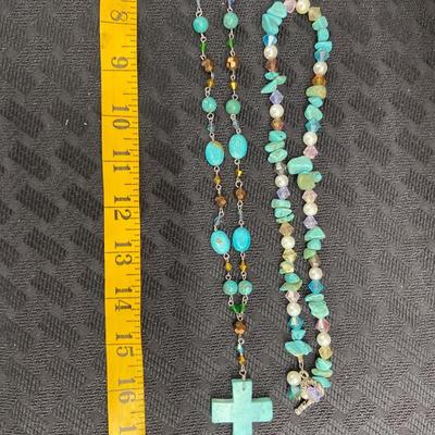 Beautiful turquoise stone necklace Turquoise necklace with cross