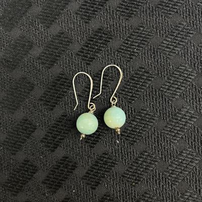 Handmade SS fishhook earrings with Amazonite