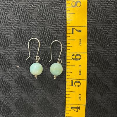 Handmade SS fishhook earrings with Amazonite