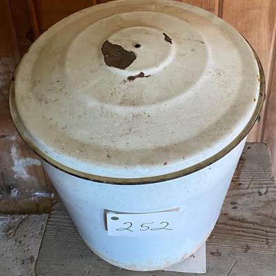 Vintage White  Enamel Chamber Pot
