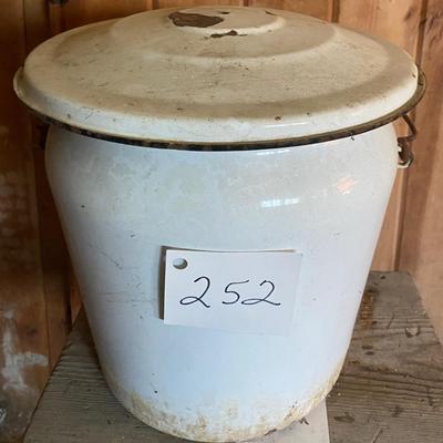 Vintage White  Enamel Chamber Pot