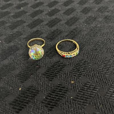 Mothers ring with birthstones Holographic ball ring with gold band