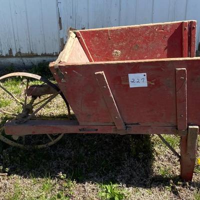 Vintage Wood Wheel Barrow