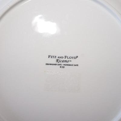 FITZ & FLOYD POTTERY "RICAMO" 11" DINNER PLATES (9) COLORFUL FOR THE FARMHOUSE KITCHEN