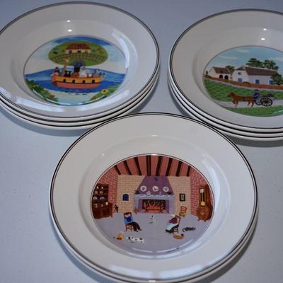 VILLEROY AND BOCH 8" LUNCHEON PLATES/WHIMSICAL " DESIGN NAIF "THEME NOAHS ARK /OTHER