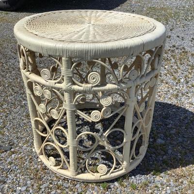377 Lot of Four Outdoor Patio Wicker/Ratan Side Tables