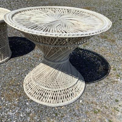 377 Lot of Four Outdoor Patio Wicker/Ratan Side Tables