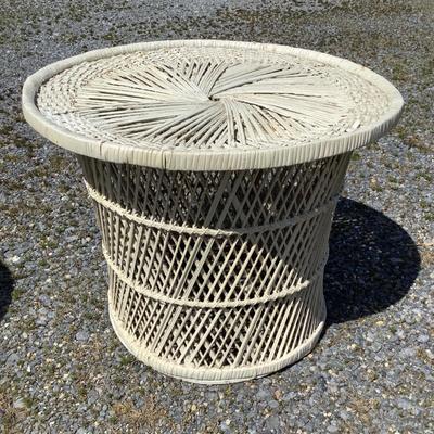 377 Lot of Four Outdoor Patio Wicker/Ratan Side Tables