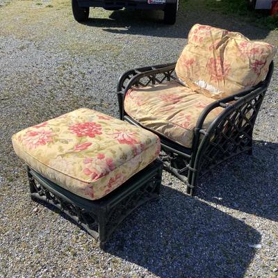 379 Vintage FICKS & REED Ratan Arm Chair and Ottoman