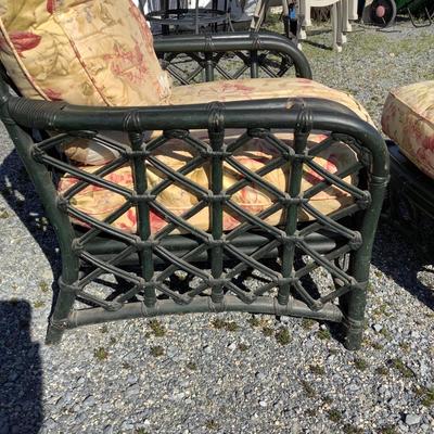 379 Vintage FICKS & REED Ratan Arm Chair and Ottoman