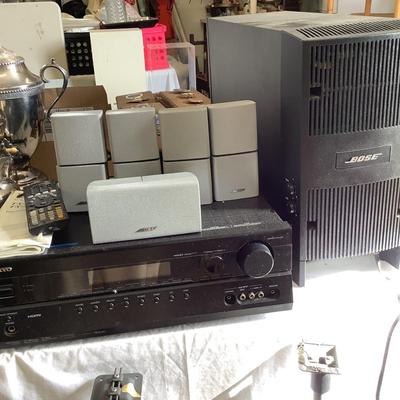 383 Bose Speaker System with Speakers AV Receiver TX-SR507 Two Stands