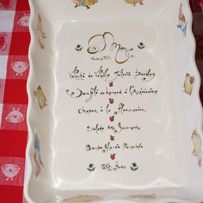 ITALIAN CERAMIC SWEET CASSEROLE DISH W/ FUN CHICKEN PATTERN & VERSE. LIKE NEW. MOTHER'S DAY GIFT