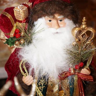 HOLIDAY DECOR /TWO PLUSH FELT DEER /SANTA OF GOOD QUALITY FOR ALL.