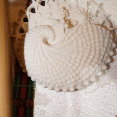 GROUPING OF EIGHT MARGARET FURLONG BISQUE ORNAMENTS W/BOX