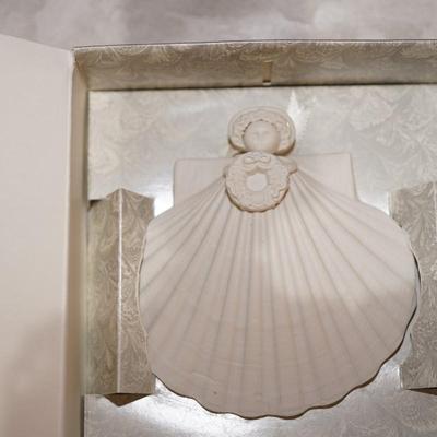 GROUPING OF EIGHT MARGARET FURLONG BISQUE ORNAMENTS W/BOX