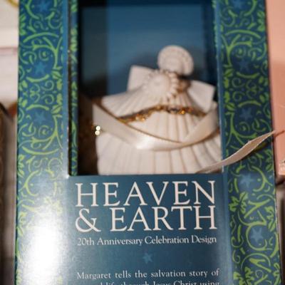 GROUPING OF EIGHT MARGARET FURLONG BISQUE ORNAMENTS W/BOX