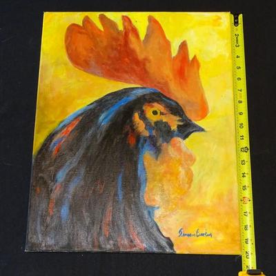 Set of (2) Original Chicken Paintings By Artist Francis Becker