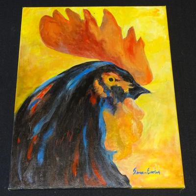 Set of (2) Original Chicken Paintings By Artist Francis Becker