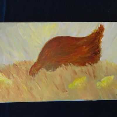 Set of (2) Original Chicken Paintings By Artist Francis Becker