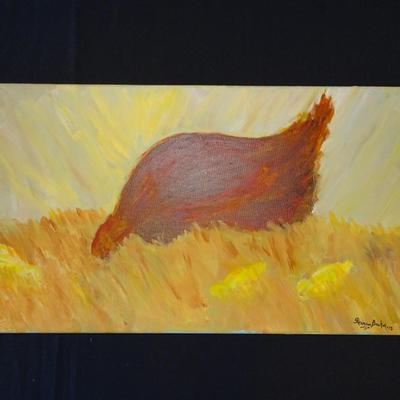 Set of (2) Original Chicken Paintings By Artist Francis Becker